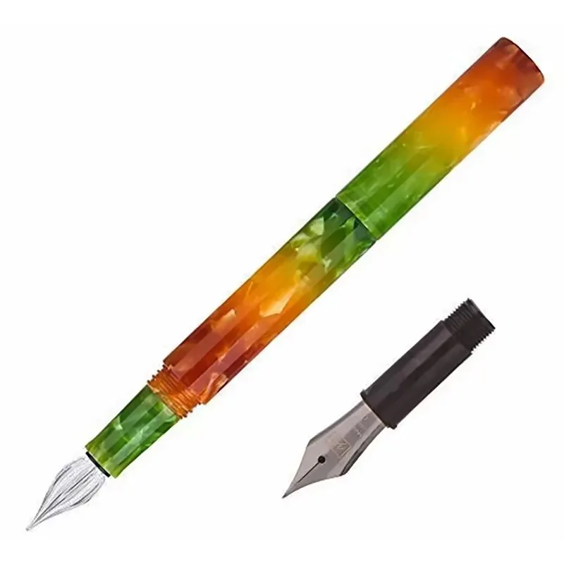 

Wanwu Creative Celluloid Aurora Mini Glass Dip Pen Fountain Pen Pocket EF F Small Bent Nib Colorful Ink Pen Gift Set