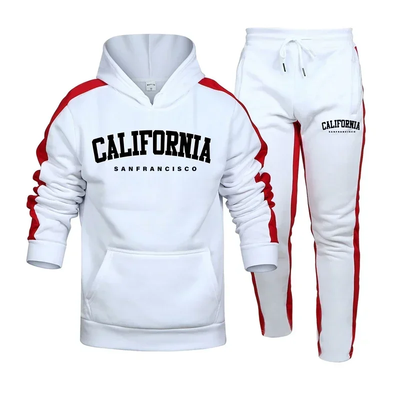 Men's Tracksuit 2 Pcs Sets Casual Hooded Sweatshirt Suit Outdoors Sports Jogging Clothes Autumn Winter Fashion Street Sportswear - view 2