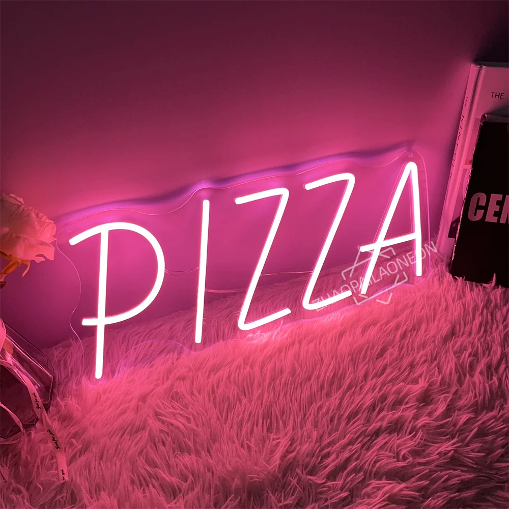 Pizza Neon Sign for Pizzeria Decor Pizza Shaped Neon Sign Pizza LED Neon Light for Restaurant Kitchen Store Wall Decor LED Lamp