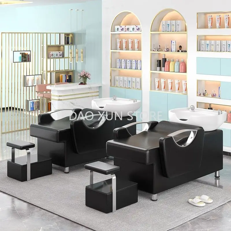 Luxury Shampoo Sink Chair Hair Salon Massage Lounge Water Circulation Hair Wash Chair Therapy Cabeceiras Salon Equipment MQ50SC