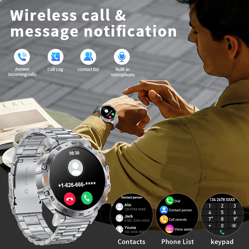 LIGE Neue Bluetooth Anruf Smart Uhr Männer Outdoor Sport Fitness Armband Herzfrequenz Gesundheit Überwachung Smartwatch Für Android IOS