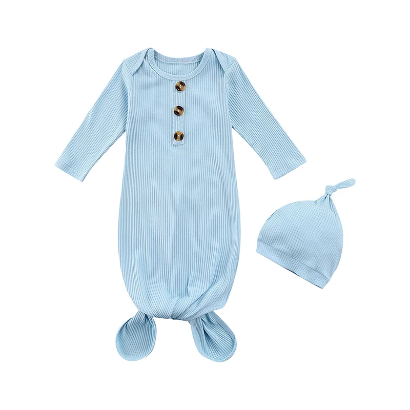 

RWYBEYW Baby Girl Boy Coming Home Outfit Knotted Gown Long Sleeve Romper Sleeping Bag With Hat Fall Winter Pajamas