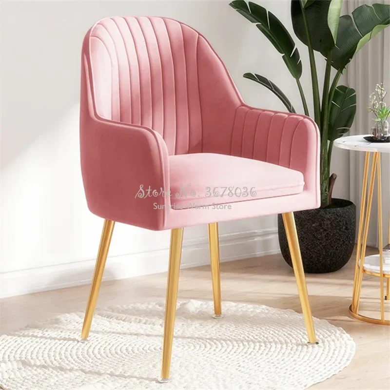 Light Luxury Makeup ChairSoft Backrest SeatHome Bedroom StoolWrought Iron Dressing ChairComfortable Dining Furniture Hot Sale