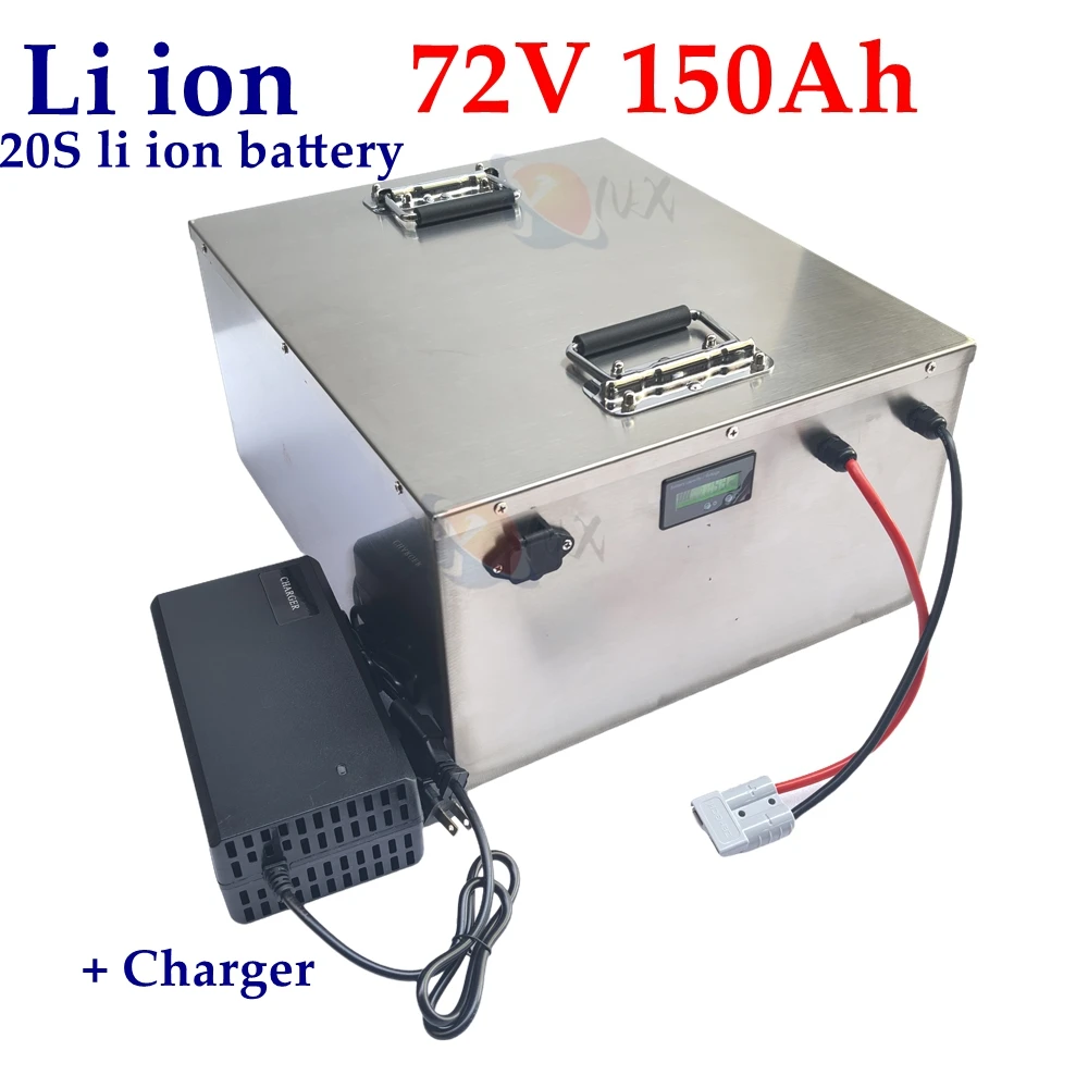 

YNX waterproof li ion 72v 150Ah lithium ion battery 100A BMS for 72v 7000w bike tricycle Motocycle AGV Industrial +10A charger