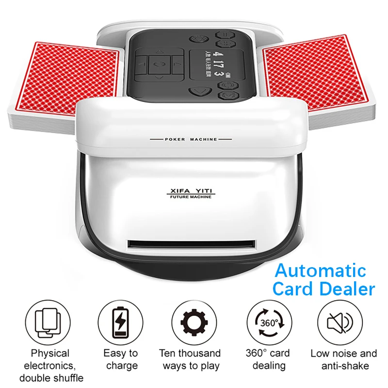 

Перезаряжаемая автоматическая машина для перемешивания карт 360° ° Вращающийся электрический инструмент для перемешивания покерных карт, устройство для карточных игр, домашней вечеринки