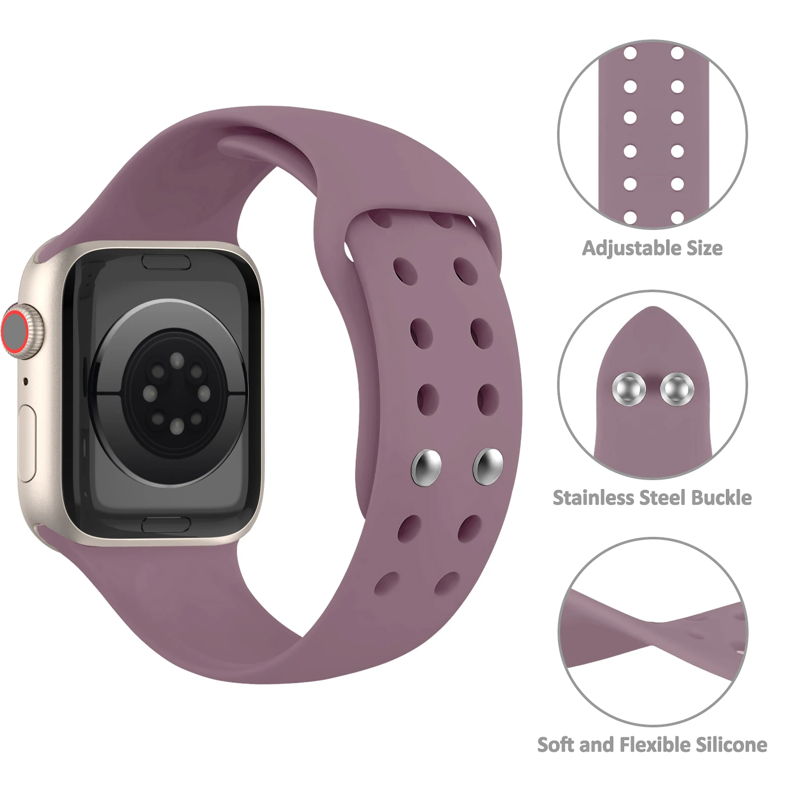 Correa de silicona de doble botón para Apple Watch, 40mm, 44mm, 49mm, 45mm, 41mm, 38mm, 42mm, pulsera iWatch series 9, 8, 7, 3, SE ultra 2