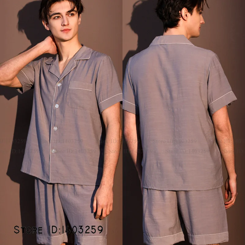 Men's Linen Pajamas 2Pcs Set Plus Size Male Sleepwear Trouser Suits Homewear Spring Summer New Pyjama Loungewear Loose Pijama