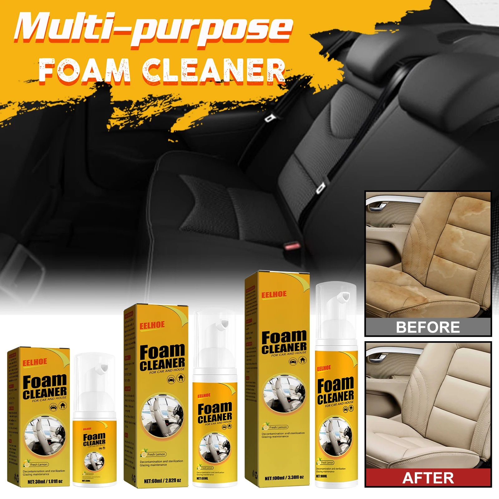 30/100ML Multi-Purpose Foam Cleaner Leather Clean Wash Automoive Car Interior Home Wash Maintenance Surfaces Spray Foam Cleaner