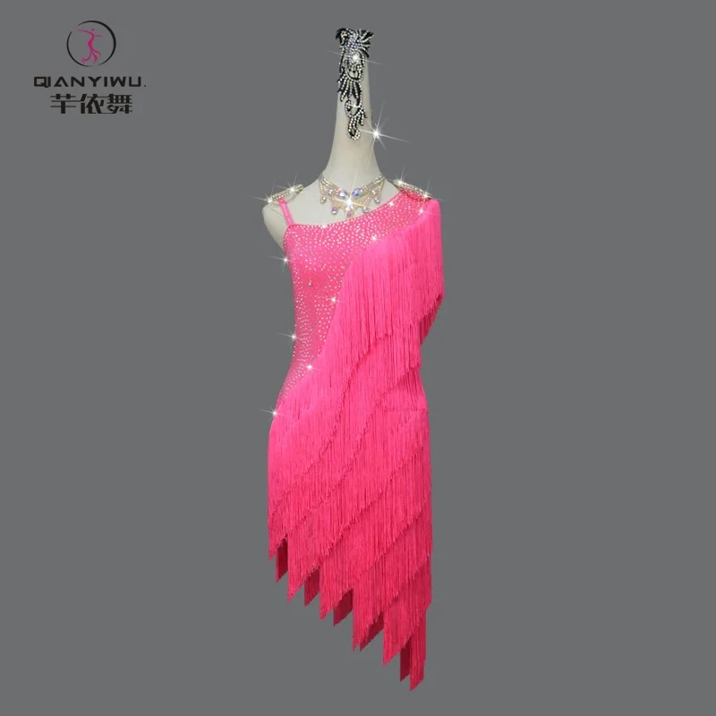 

New Latin Dance Fringe Skirt Stand Ballroom Dress Women stage Cabaret Samba Costume Sports Clothing Practice Wear Sexy Line Suit