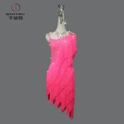 New Latin Dance Fringe Skirt Stand Ballroom Dress Women stage Cabaret Samba Costume Sports Clothing Practice Wear Sexy Line Suit