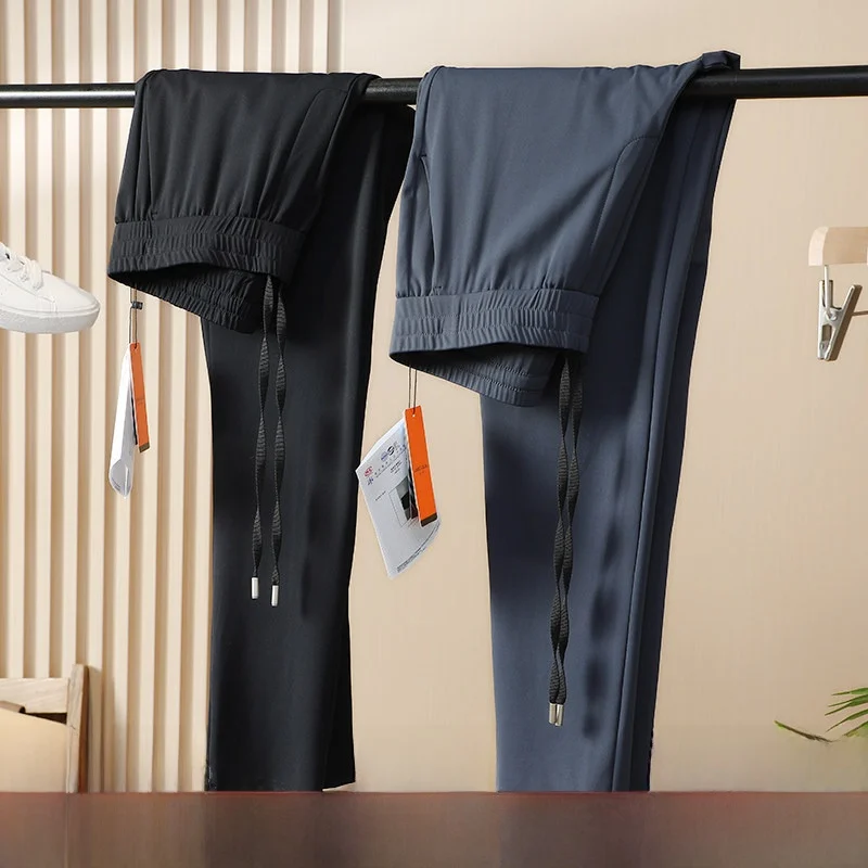 

Высококачественные весенне-летние повседневные брюки для пар, эластичные женские брюки с драпировкой Ice Sensation, молодежные прямые брюки