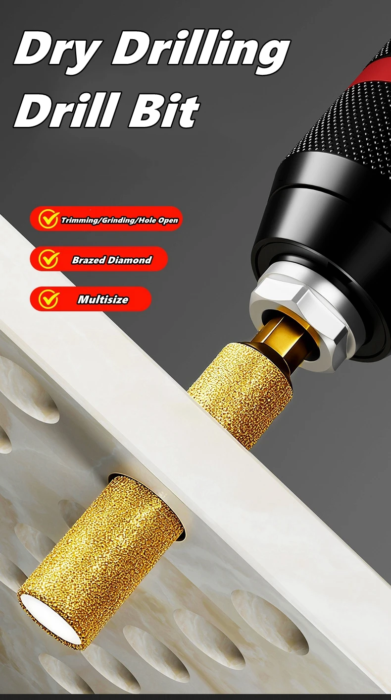 

Алмазное сверло с шестигранным хвостовиком 6/8/10/12/14/16 мм для сухого сверления керамики, гранита, мрамора, камня, плитки, кирпичной кладки, для создания отверстий