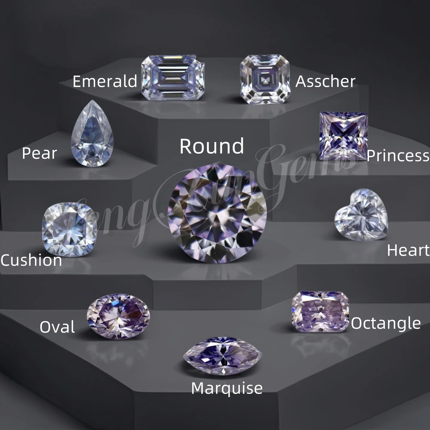 

Lavender Shining Loose Moissanite Stone Round/Heart/Radiant Cut Lab Grown Diamonds Pass test With GRA Certificate For jewelry