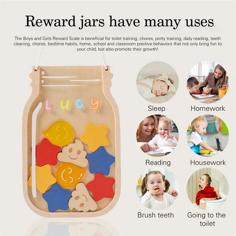 Baby Reward Jar With Stars Classroom Reward Jar With Acrylic Accessories Tokens A Chore Sheet Gift For Children Room Decoration