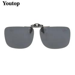 Women Polarized Clip On Sunglasses Men Square Flip Up Driving Fishing Sunglasses Clips UV Protection Lenses Black Brown w/ case