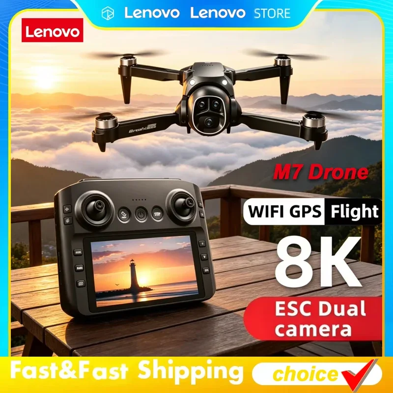 

Lenovo M7 Foldable Portable 8K RC Drone, HD Dual Camera WiFi Quadcopter, Intelligent Aircraft for Professional Aerial Photograph