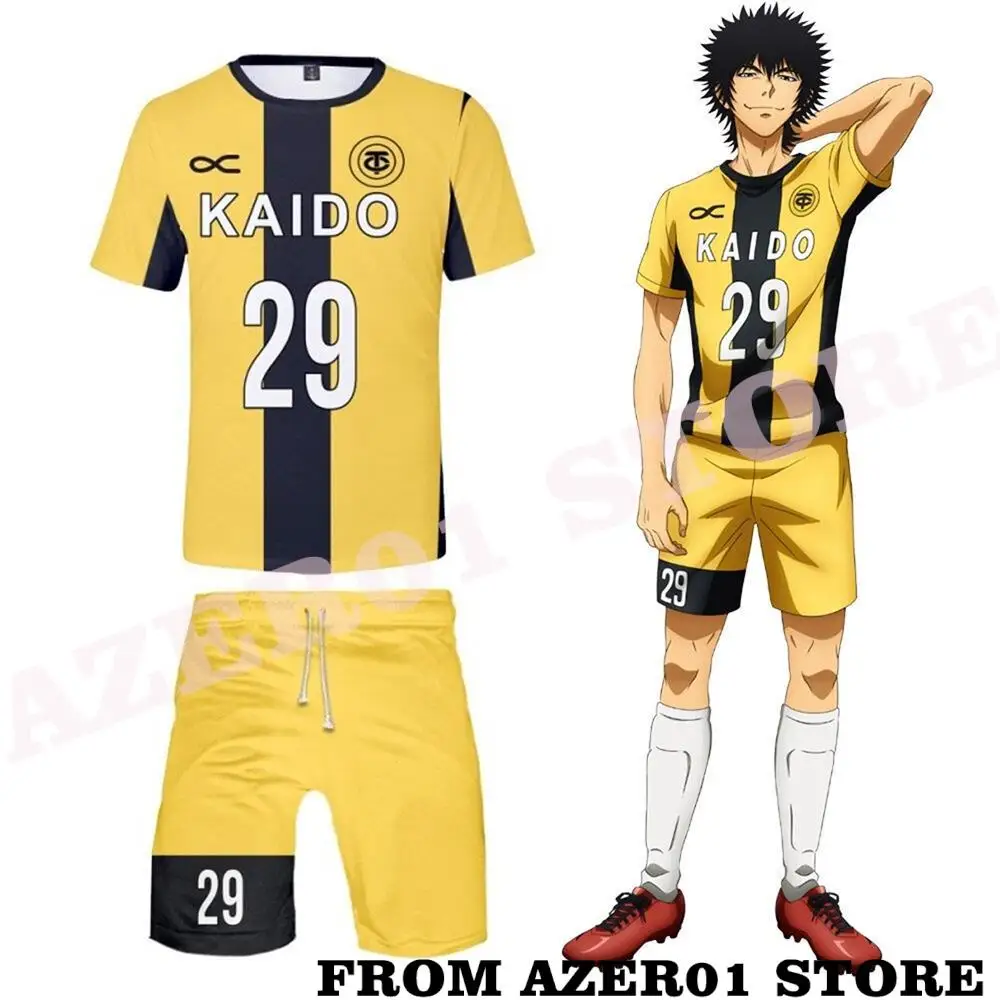 Aoashi Ao Ashi Cosplay Merch T-shirt Pria/Wanita Kaos T-shirt Sepak Bola Seragam Sepak Bola Dua Potong Set Setelan Ashito Aoashi Kota Esperion