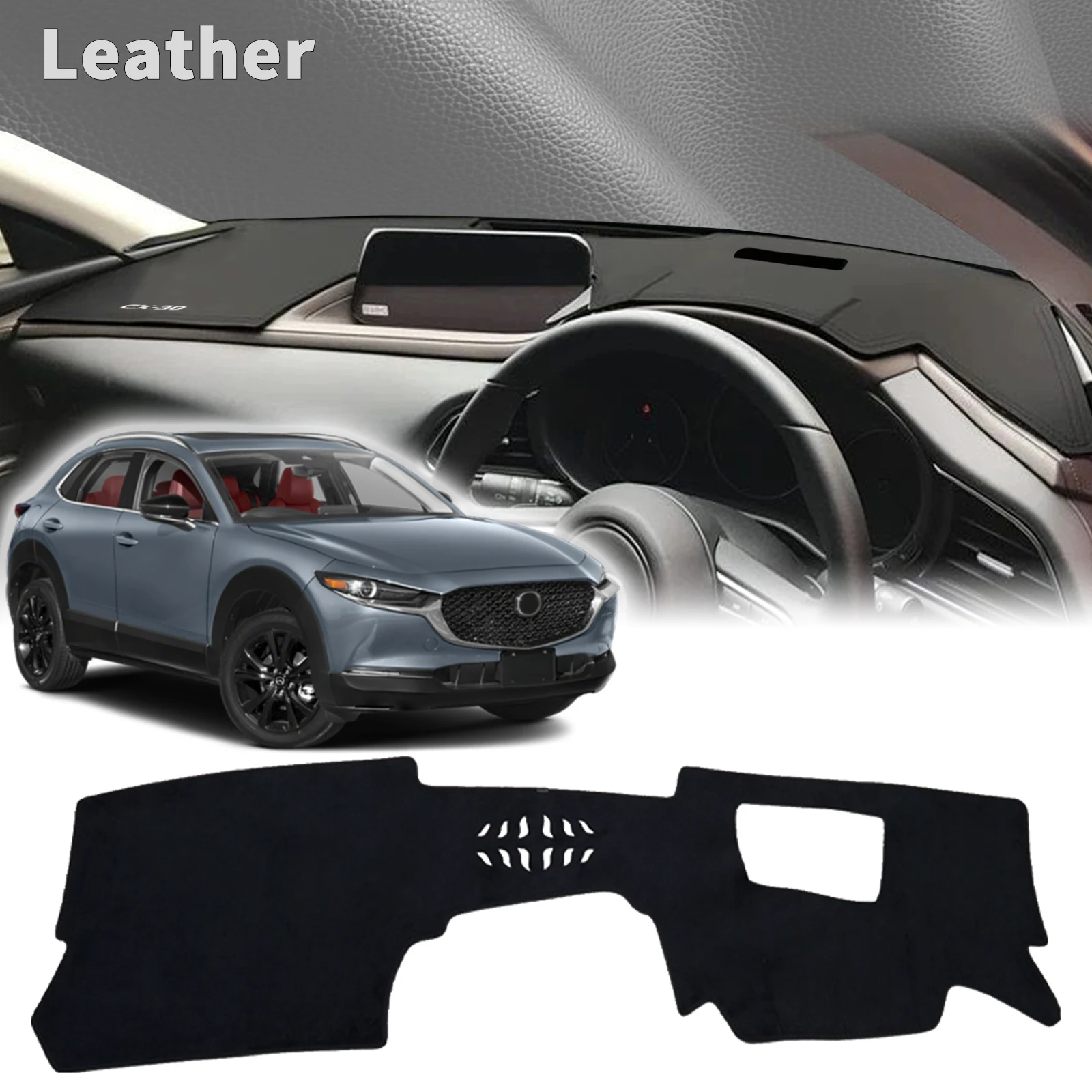 يصلح لمازدا CX-30 CX30 2024 2023 2022-2019 شعار اكسسوارات السيارات Dashmat واقية السجاد غطاء لوحة القيادة وسادة DashMat ظلة