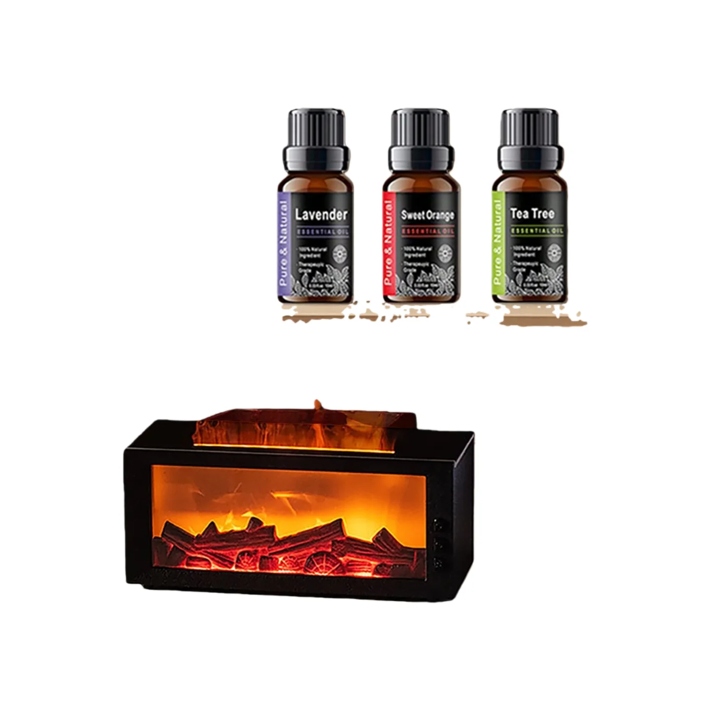 

7 Color Flame Fireplace Aroma Diffuser 300ml Humidifier Remote Timer Auto Off for Home Bedroom Office Yoga