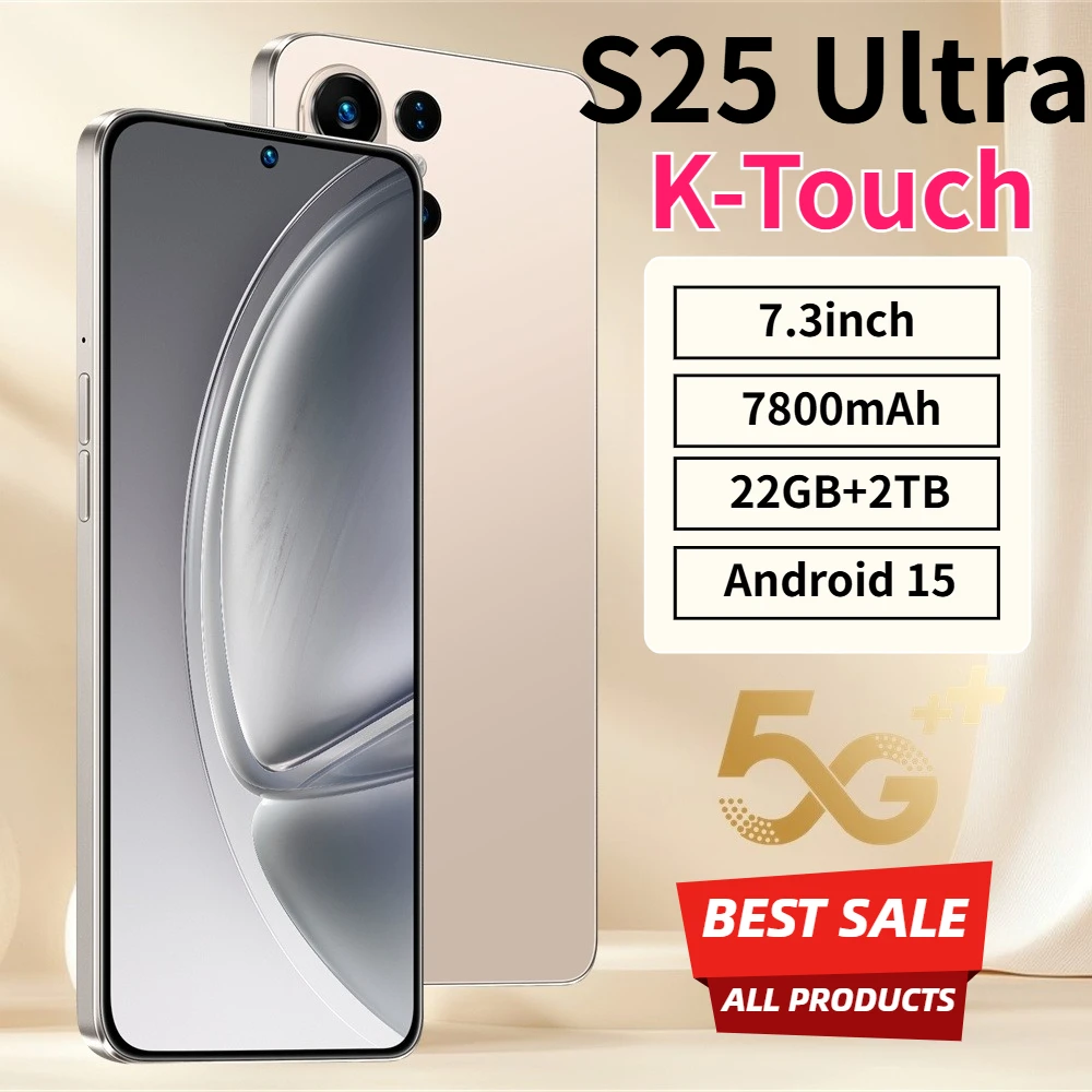 K-Touch Hot S25 Ultra Smartphone 7800mAh 22GB+2TB Telefono Cellulare 7.3 pollici Telefoni Mobili 5G Dual SIM Android 15 Sbloccato 16MP+48MP