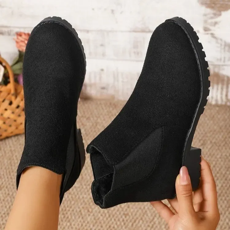 Slip-on Boots Women's Classic Ankle Boots Autumn 2025 New Round Sleeve with Fashion Boots Plus Size Boats Zapatos Mujer