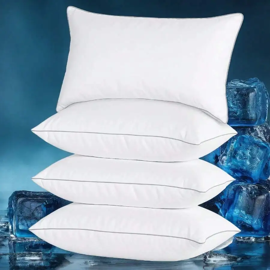 4-Pack 3D Antibacterial Polyester Pillows - Hotel-Grade Cervical Support, Summer Breathable & Machine Washable Pillow Cores,Hote