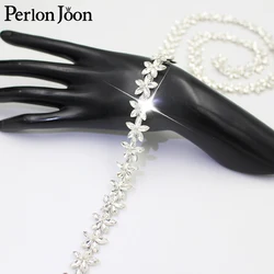 Flower Shape Arrangement Silver Glass Rhinestone Trim AB Crystal Chain  Wedding Dress Shoes Decoration Accessories ML162