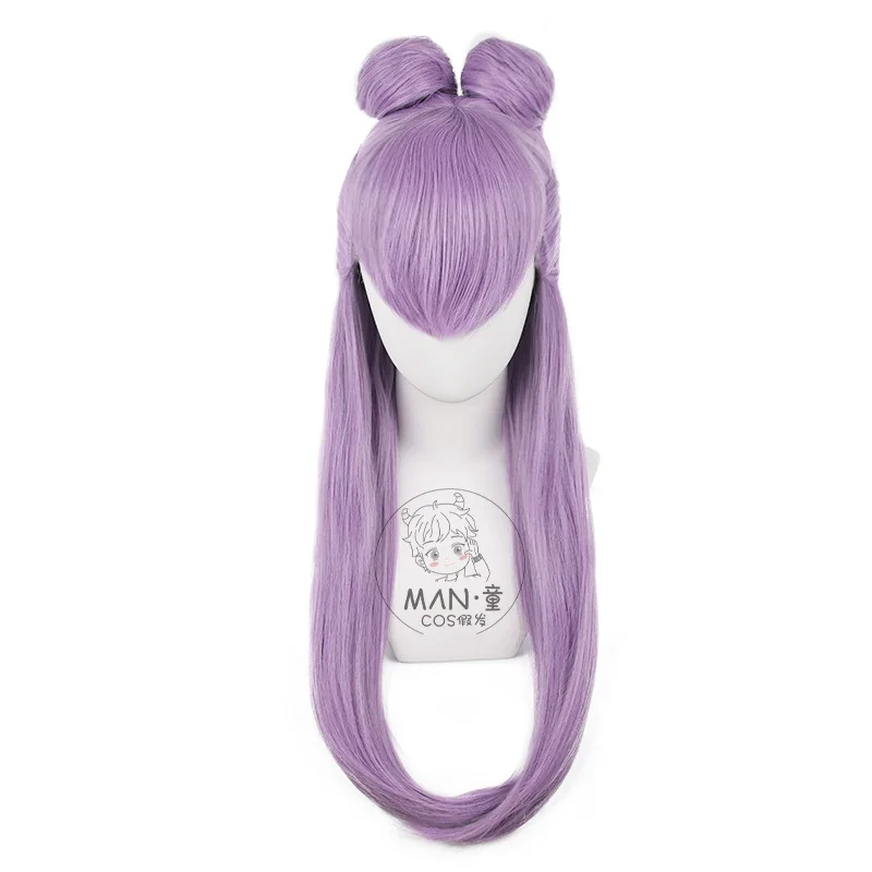 Mignon K/DA Evelynn Cosplay Wig Light Purple Double Buns Half Wig Halloween Gift view 5