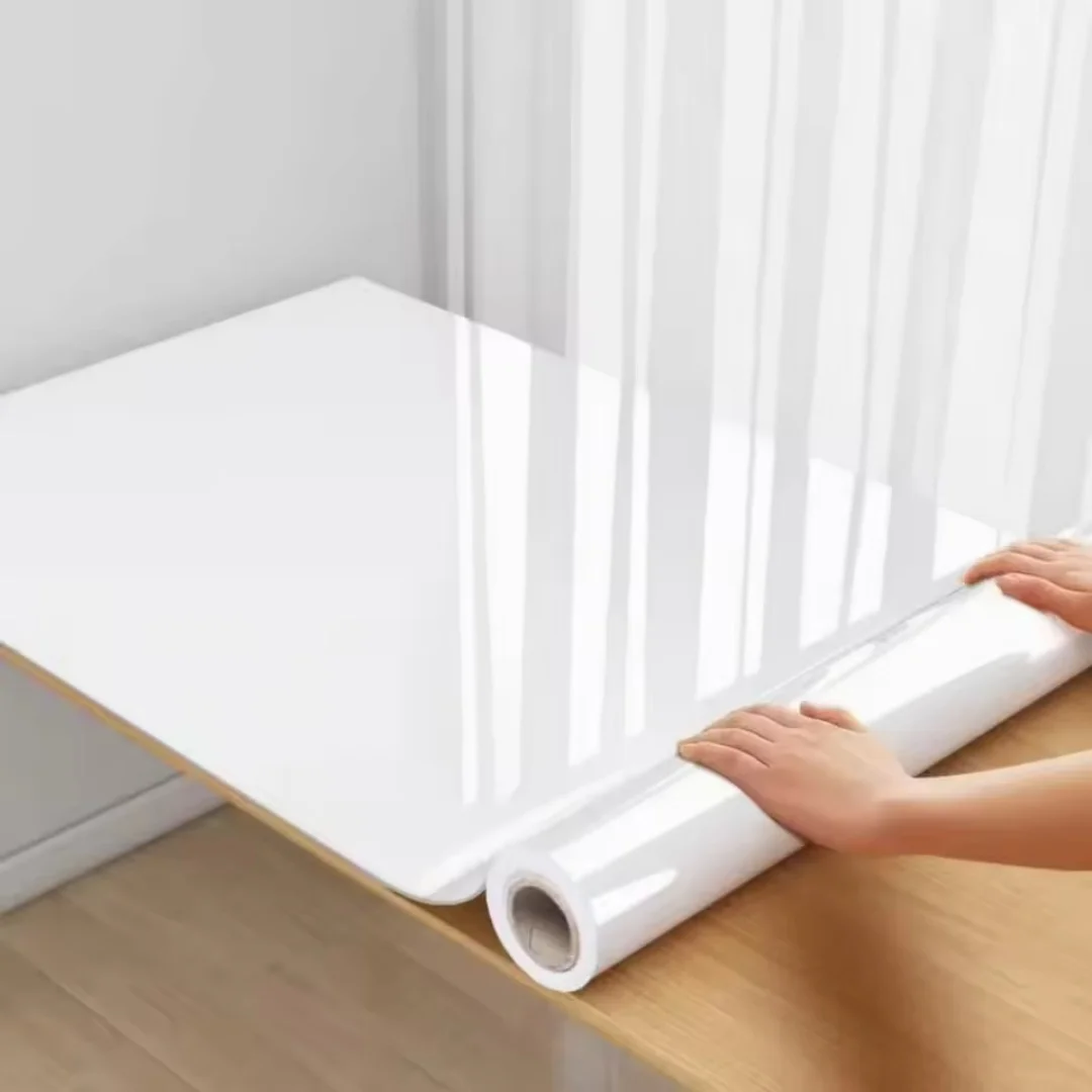 1pc 30cmx5m Pearl Film White Waterproof Wallpaper Room DIY Self-adhesive Wardrobe Kitchen High Gloss Paste Furniture Wall Sticke