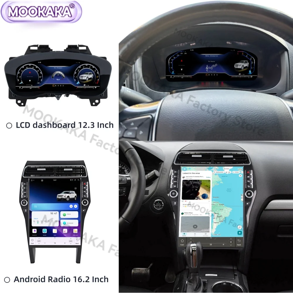 For Ford Explorer 2011~2019 Auto Gauge LCD dashboard Android 15 Car Radio GPS Multimedia Player Navigation Car Stereo Head Unit