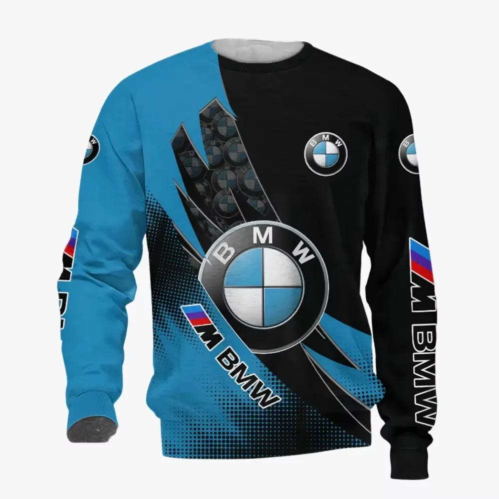 Stylish Comfortable Warm Long Sleeve Crew Neck Motorcycle Riding Sweatshirt New Style BMW Logo Printed Casual Sports Jumper