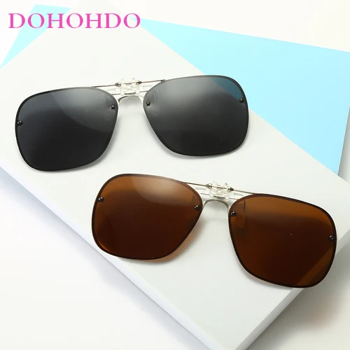 Imagen 1 del producto Gafas de sol polarizadas con Clip para hombre y mujer, lentes con montura de Metal abatible hacia arriba, con visión nocturna, UV400