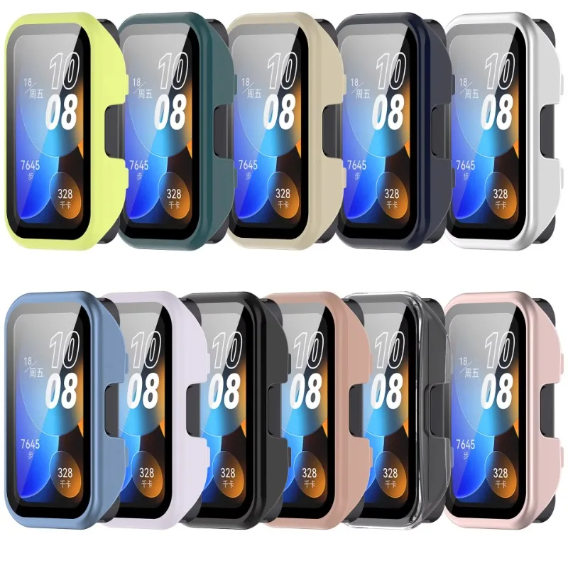 Anti-fall PC Case+Tempered Glass Film For Huawei Band 10 9 8 HD Screen Glass Protective Shell For Huawei Band 9 10 Bumper Cover