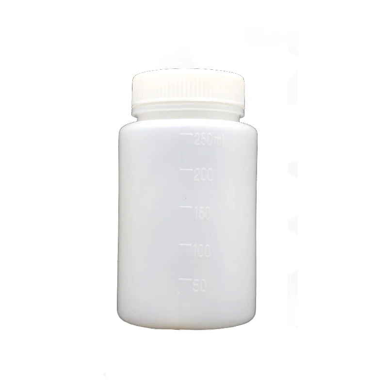 Plastic reagent bottle white large mouth small mouth with scale PE sampling bottle 30 60 100 250 500 1000 2000 2500ml