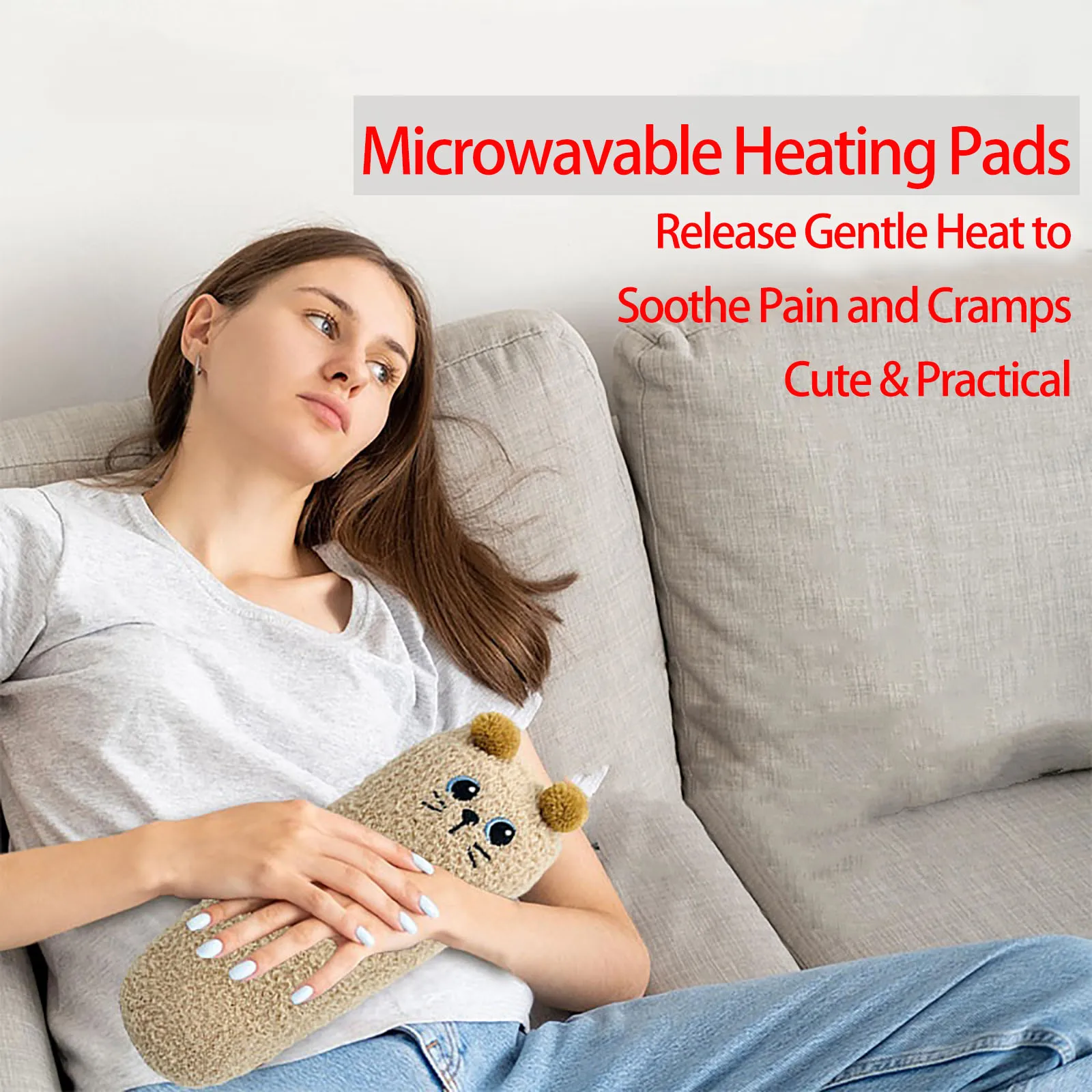 1PC Moist Microwave Heating Pad for Cramps Pain Relief Unscented Cute Stuffed Animal Microwavable Hot Pad for Neck Shoulder Back