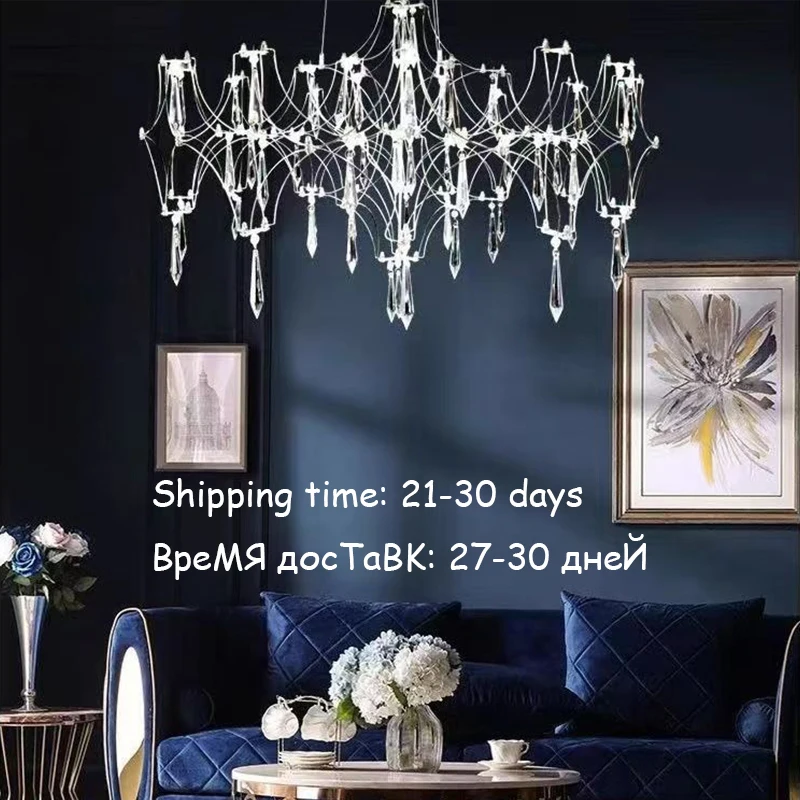 

21-30 days arrival,Gold round Ceiling Hanging crystal chandelier pendants,living room decorations,D105cm,adjustable height lamp