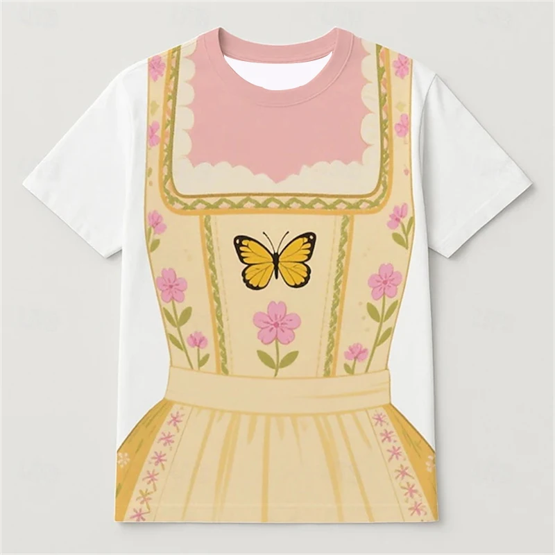 Oktoberfest Beer Festival T-Shirts Cosplay Costume 3D Print Women's Short Sleeve T Shirt Harajuku Tees Y2k Tops Female Clothing