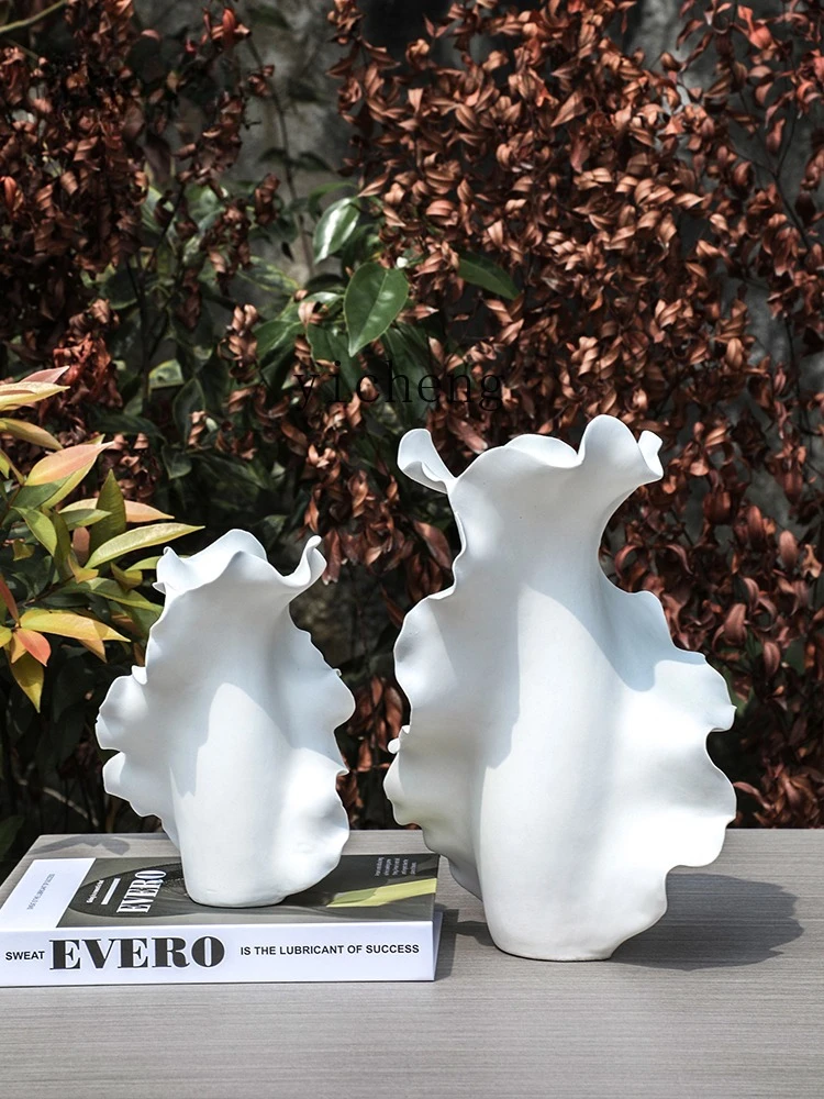 

LSL Modern Minimalist Creative White Handmade Ceramic Flower Arrangement Vase Entrance Decoration Ornament