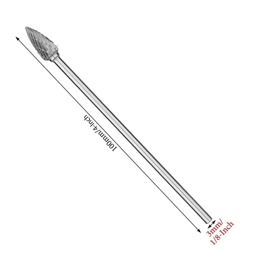 5PCS Carbide Burr Set-Dremel Rotary Tool 100mm 1/8 Inch Shank For Woodworking Grinding Carvin Power Tool Accessories