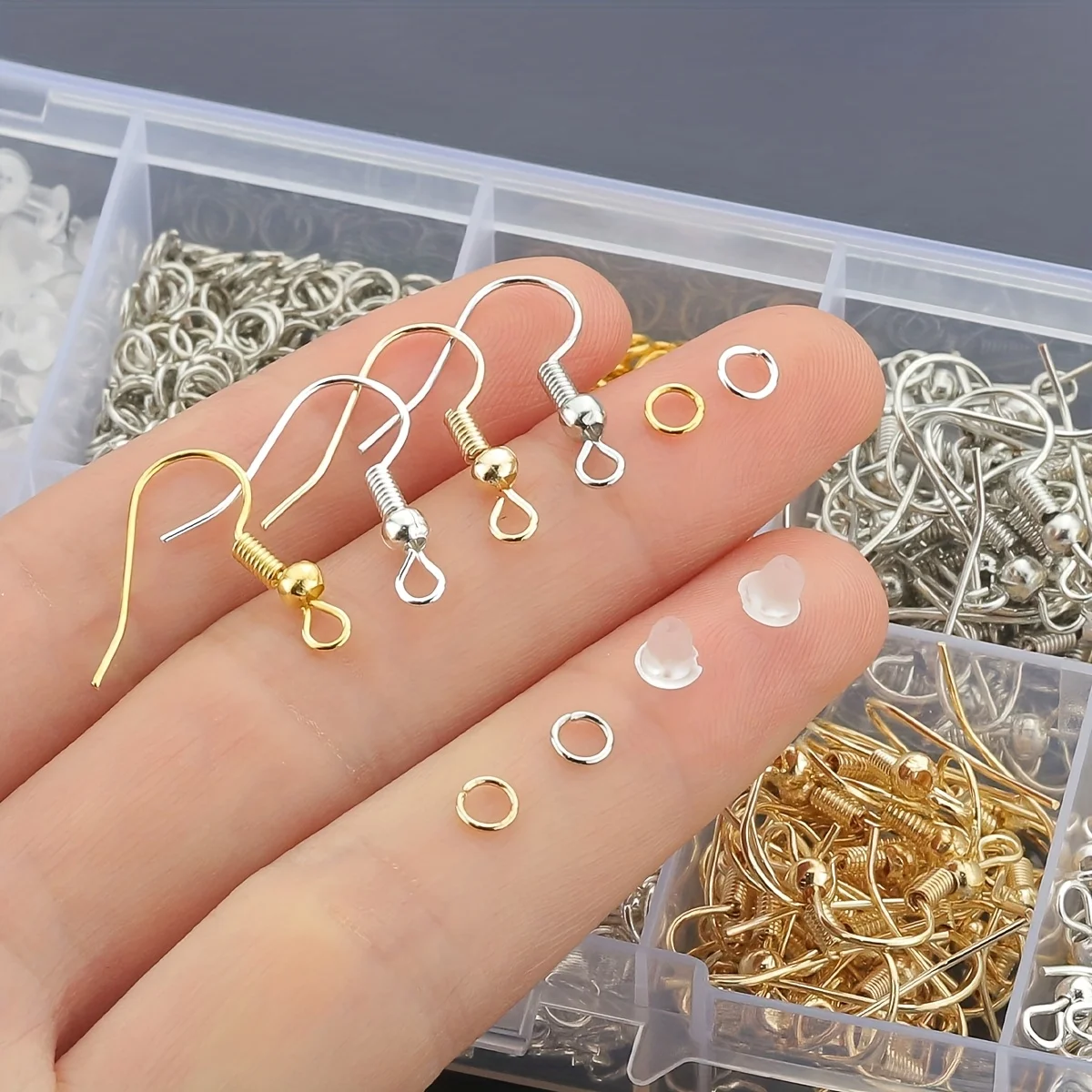 1960 PCS/BOX Jewellery Making Parts Set, Ear Hooks & Open Rings