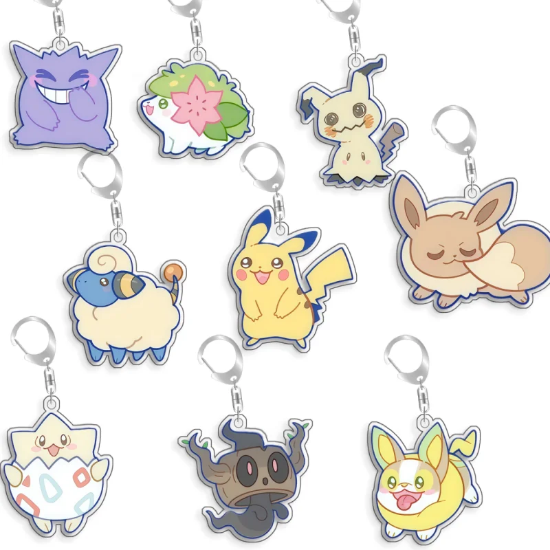 Chaveiro de Acrílico Original Artesanal de Personagens Pokémon: Qikachu, Shaymin, Mareep, Eevee, Togepi - Desenho Animado Fofo, Presente de 5cm