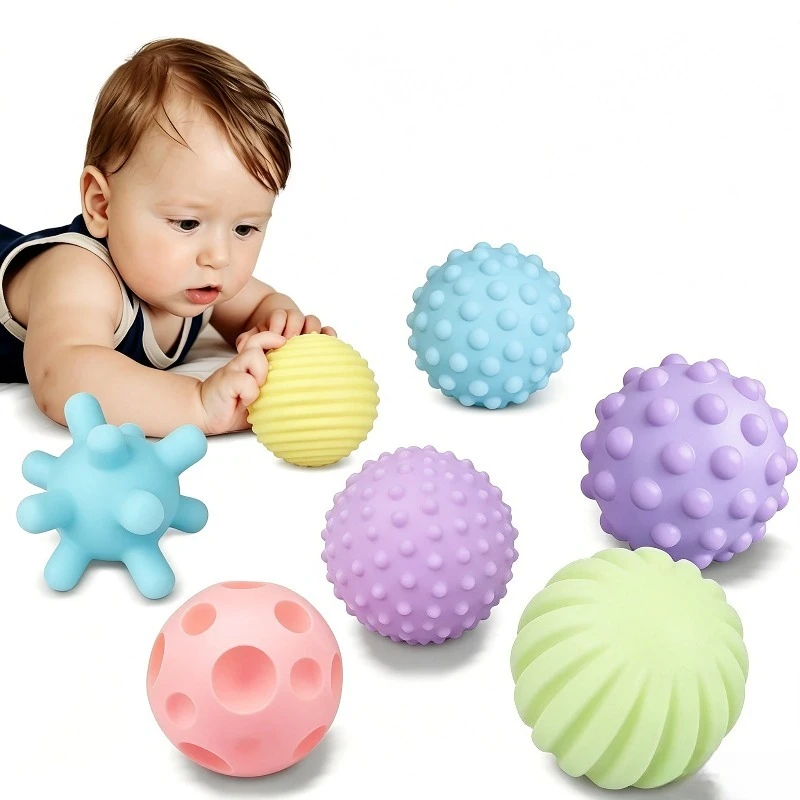 6Pcs Baby Multi Ball Set Montessori Sensory Toys Infant Tactile Hand Grasp Training Balls Developmental Gift for 0‑12 Months