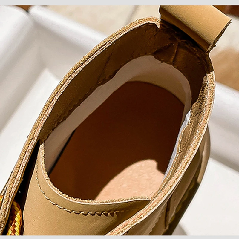 CICIYANG مارتون أحذية السيدات جلد طبيعي 2025 الخريف جديد النمط البريطاني سميكة القاع الرجعية النساء الدانتيل متابعة دراجة نارية الجوارب #5