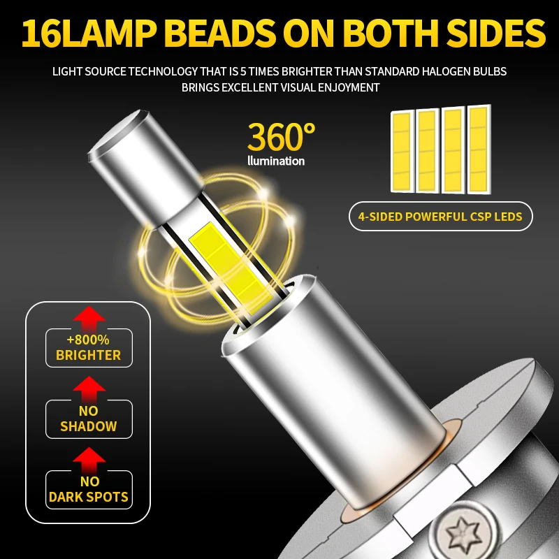 2PCS 360° H3 LED Headlight Bulbs Fog Lamps Canbus For Opel Meriva A 2003–2010 Vectra B C 1995–2008 Zafira A B 1999–2015 Frontera
