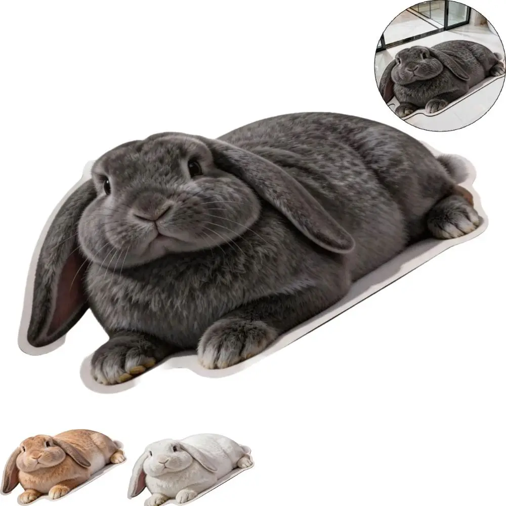 Cute 2D Rabbit-Shaped Area Rug Anti-fouling Non-Slip Home Decor Carpet Easy To Clean Cartoon Carpet Living Rooms