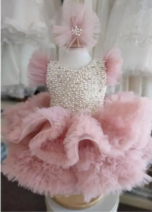 Robe Personnalisée pour Bébé Fille, Tenue de ixd'Anniversaire, Nouvel An, Perles, Dentelle, Papillons, Première Communion, à Fleurs