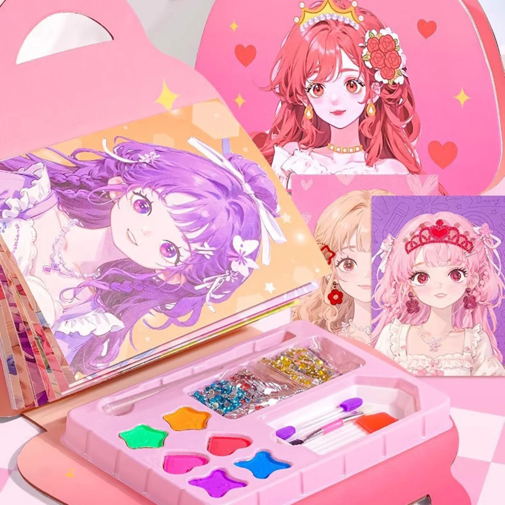 1/2Pcs Set Creative Dress‑Up Makeup Sticker Book, No-Cut DIY Sticker Book,Hand‑made Activity Sticker Book Educational Stationery