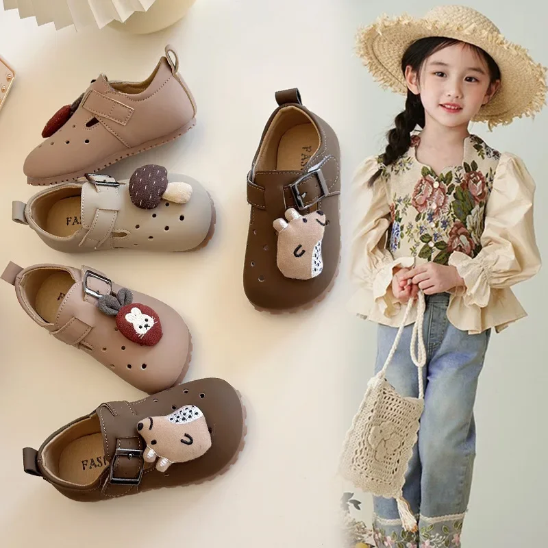 2025 Nieuwe Mode Koreaanse Stijl Zachte Bodem Anti-gladde Veelzijdige Chic Leuke Platte Schoenen Lente Kinderen Casual Schoenen voor Meisjes