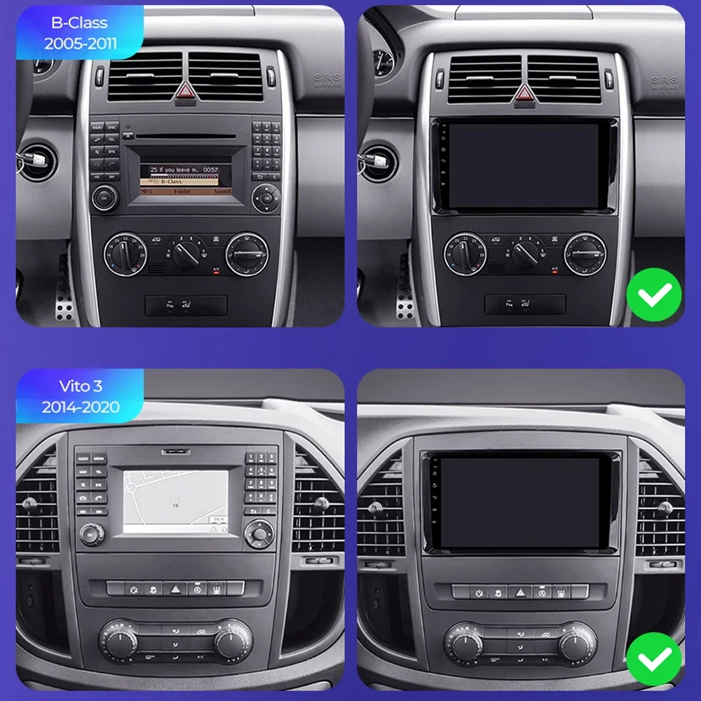 Carplay Car Radio Android 14 For Mercedes Benz B200 W169 W245 Viano Vito W639 Sprinter W906 Navigation GPS Multimedia Player BT