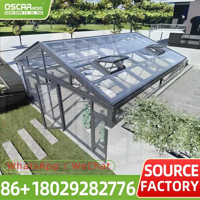 Modern Powder Coated Aluminum Glass Folding Sunroom Skylight Roof with Integrated LED Lighting EcoFriendly sunroom